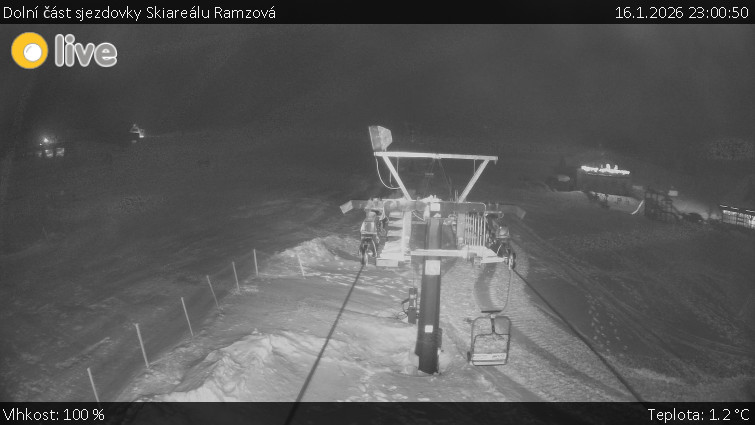 Horské atrakce Ramzová - Dolní část sjezdovky Skiareálu Ramzová - 16.1.2026 v 23:00