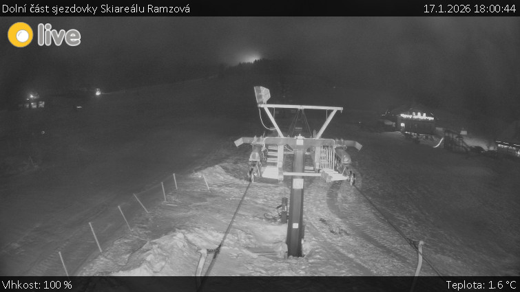 Horské atrakce Ramzová - Dolní část sjezdovky Skiareálu Ramzová - 17.1.2026 v 18:00