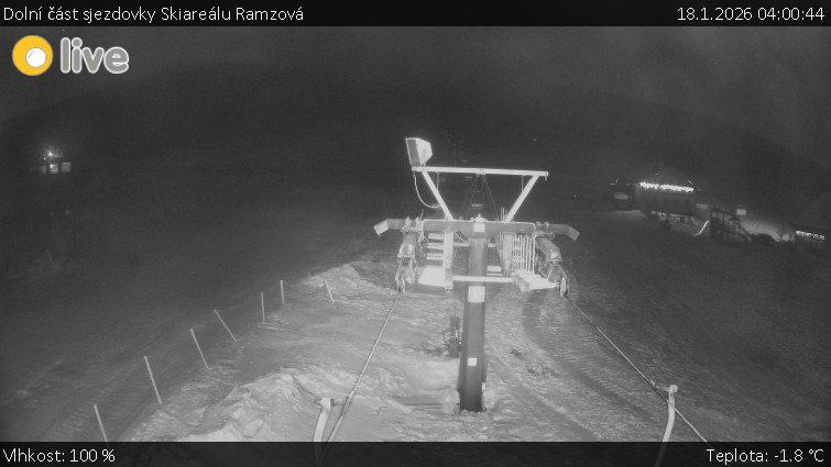 Horské atrakce Ramzová - Dolní část sjezdovky Skiareálu Ramzová - 18.1.2026 v 04:00