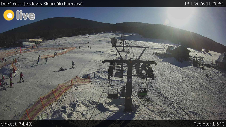 Horské atrakce Ramzová - Dolní část sjezdovky Skiareálu Ramzová - 18.1.2026 v 11:00