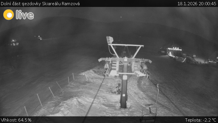 Horské atrakce Ramzová - Dolní část sjezdovky Skiareálu Ramzová - 18.1.2026 v 20:00
