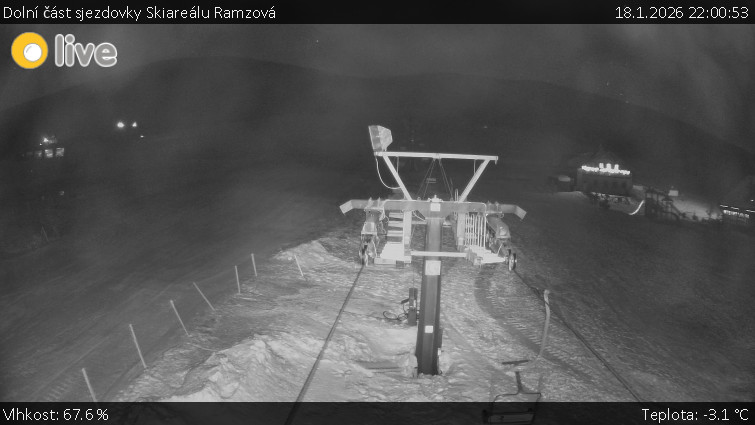 Horské atrakce Ramzová - Dolní část sjezdovky Skiareálu Ramzová - 18.1.2026 v 22:00