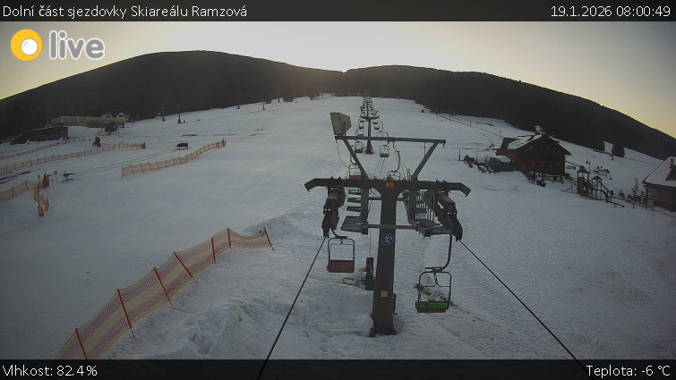 Horské atrakce Ramzová - Dolní část sjezdovky Skiareálu Ramzová - 19.1.2026 v 08:00