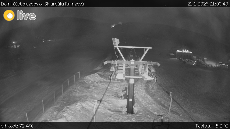 Horské atrakce Ramzová - Dolní část sjezdovky Skiareálu Ramzová - 21.1.2026 v 21:00