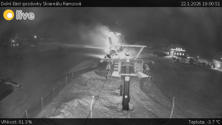 Horské atrakce Ramzová - Dolní část sjezdovky Skiareálu Ramzová - 22.1.2026 v 19:00