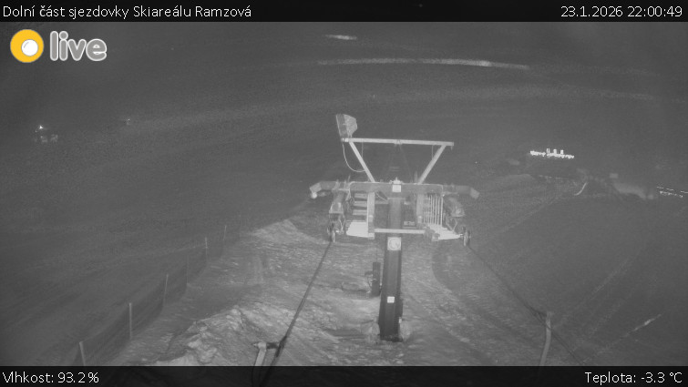 Horské atrakce Ramzová - Dolní část sjezdovky Skiareálu Ramzová - 23.1.2026 v 22:00