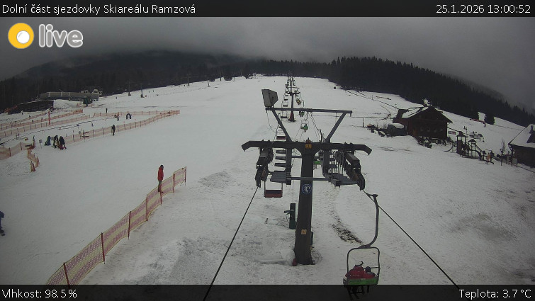 Horské atrakce Ramzová - Dolní část sjezdovky Skiareálu Ramzová - 25.1.2026 v 13:00