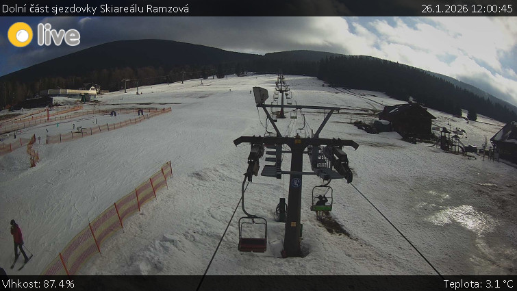 Horské atrakce Ramzová - Dolní část sjezdovky Skiareálu Ramzová - 26.1.2026 v 12:00