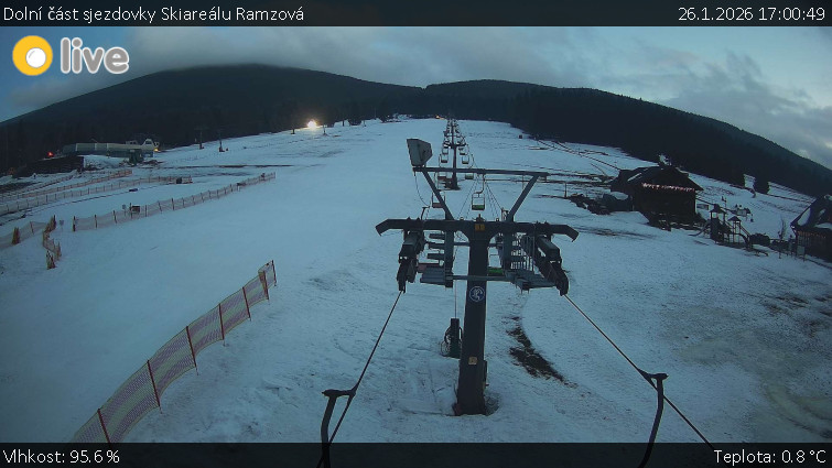 Horské atrakce Ramzová - Dolní část sjezdovky Skiareálu Ramzová - 26.1.2026 v 17:00
