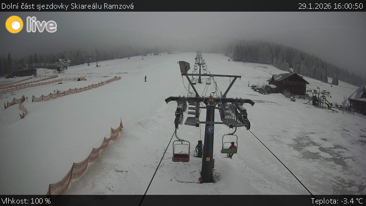 Horské atrakce Ramzová - Dolní část sjezdovky Skiareálu Ramzová - 29.1.2026 v 16:00