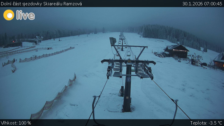 Horské atrakce Ramzová - Dolní část sjezdovky Skiareálu Ramzová - 30.1.2026 v 07:00