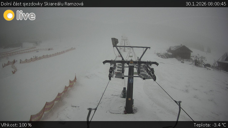 Horské atrakce Ramzová - Dolní část sjezdovky Skiareálu Ramzová - 30.1.2026 v 08:00