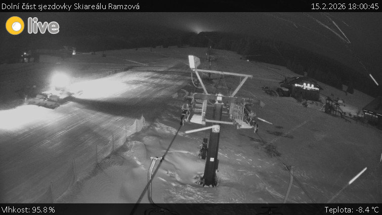 Horské atrakce Ramzová - Dolní část sjezdovky Skiareálu Ramzová - 15.2.2026 v 18:00