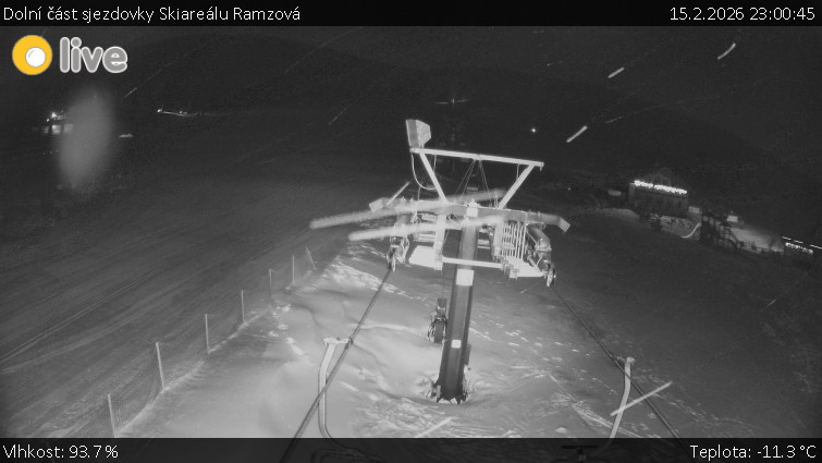 Horské atrakce Ramzová - Dolní část sjezdovky Skiareálu Ramzová - 15.2.2026 v 23:00