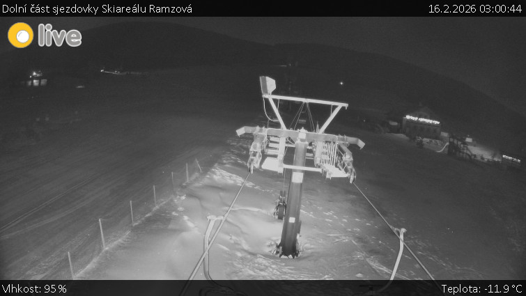 Horské atrakce Ramzová - Dolní část sjezdovky Skiareálu Ramzová - 16.2.2026 v 03:00