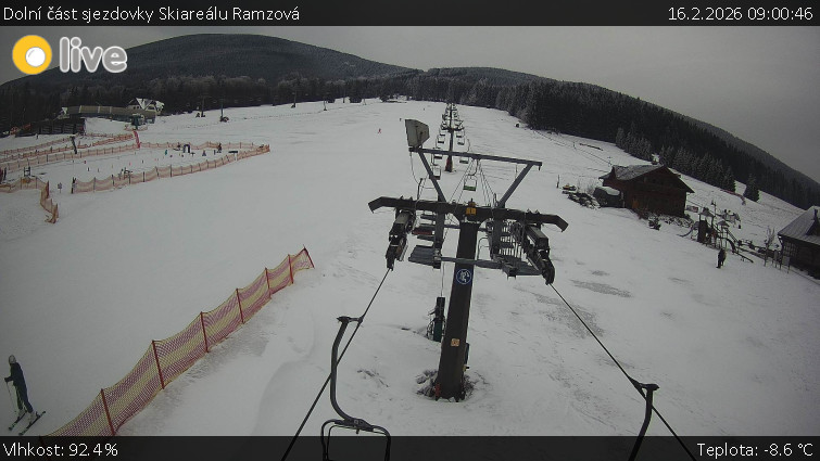 Horské atrakce Ramzová - Dolní část sjezdovky Skiareálu Ramzová - 16.2.2026 v 09:00