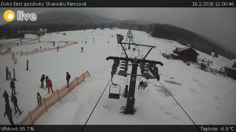 Horské atrakce Ramzová - Dolní část sjezdovky Skiareálu Ramzová - 16.2.2026 v 11:00