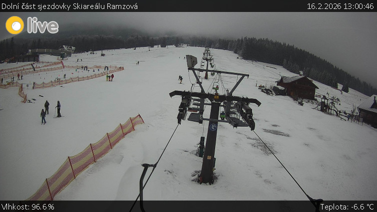 Horské atrakce Ramzová - Dolní část sjezdovky Skiareálu Ramzová - 16.2.2026 v 13:00