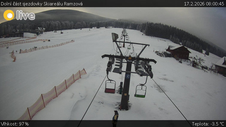 Horské atrakce Ramzová - Dolní část sjezdovky Skiareálu Ramzová - 17.2.2026 v 08:00