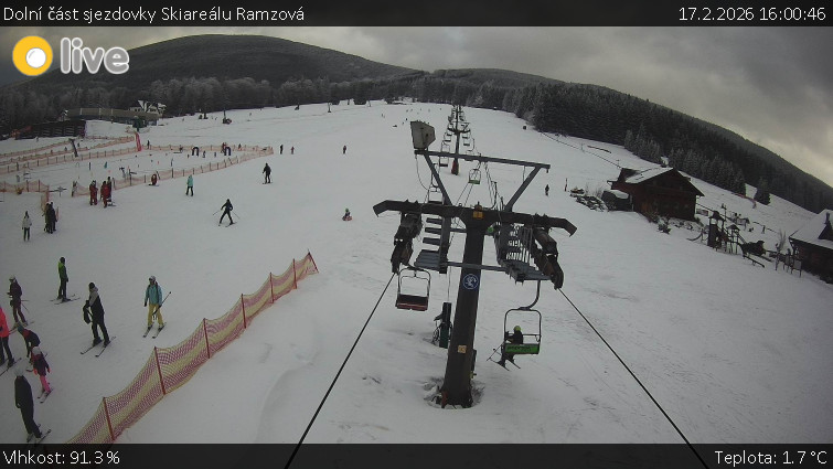 Horské atrakce Ramzová - Dolní část sjezdovky Skiareálu Ramzová - 17.2.2026 v 16:00