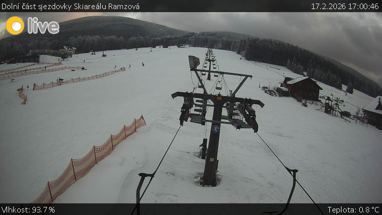 Horské atrakce Ramzová - Dolní část sjezdovky Skiareálu Ramzová - 17.2.2026 v 17:00