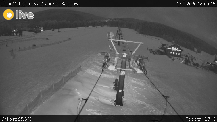 Horské atrakce Ramzová - Dolní část sjezdovky Skiareálu Ramzová - 17.2.2026 v 18:00