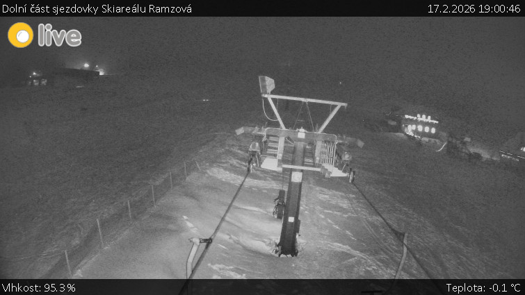Horské atrakce Ramzová - Dolní část sjezdovky Skiareálu Ramzová - 17.2.2026 v 19:00