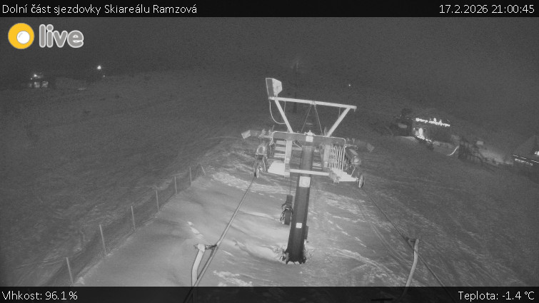 Horské atrakce Ramzová - Dolní část sjezdovky Skiareálu Ramzová - 17.2.2026 v 21:00