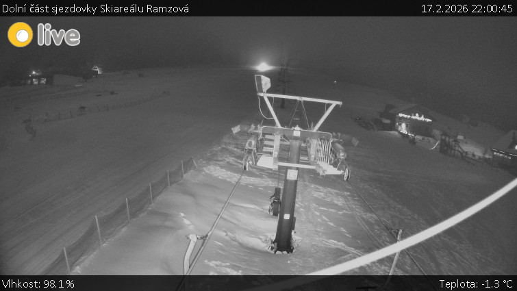 Horské atrakce Ramzová - Dolní část sjezdovky Skiareálu Ramzová - 17.2.2026 v 22:00