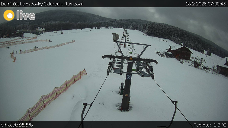 Horské atrakce Ramzová - Dolní část sjezdovky Skiareálu Ramzová - 18.2.2026 v 07:00