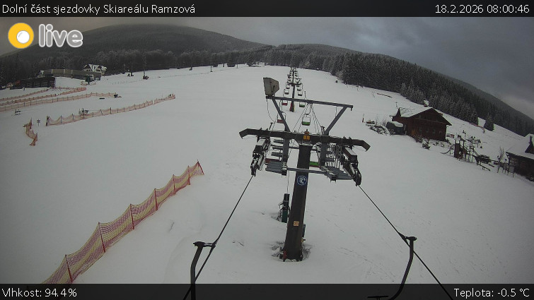 Horské atrakce Ramzová - Dolní část sjezdovky Skiareálu Ramzová - 18.2.2026 v 08:00