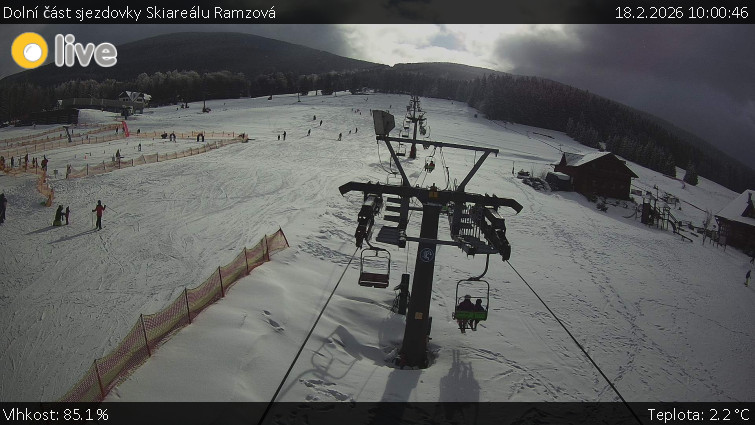 Horské atrakce Ramzová - Dolní část sjezdovky Skiareálu Ramzová - 18.2.2026 v 10:00