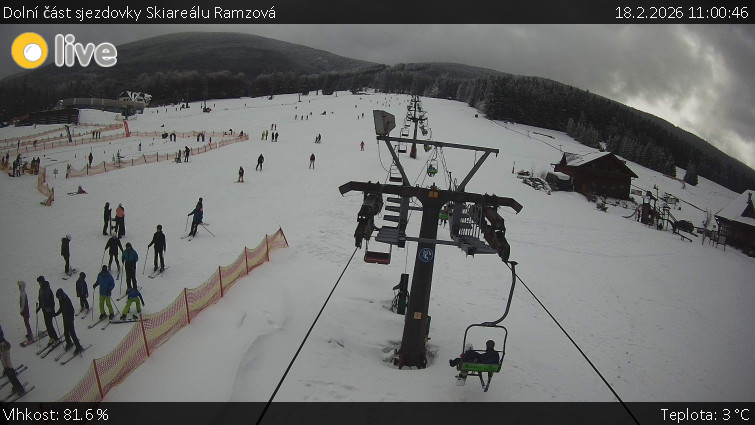 Horské atrakce Ramzová - Dolní část sjezdovky Skiareálu Ramzová - 18.2.2026 v 11:00