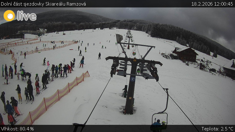 Horské atrakce Ramzová - Dolní část sjezdovky Skiareálu Ramzová - 18.2.2026 v 12:00