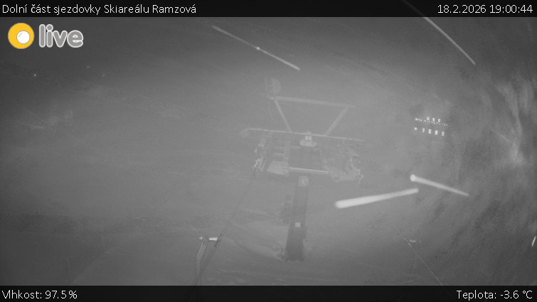 Horské atrakce Ramzová - Dolní část sjezdovky Skiareálu Ramzová - 18.2.2026 v 19:00