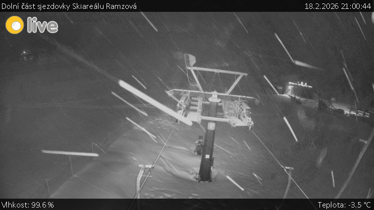 Horské atrakce Ramzová - Dolní část sjezdovky Skiareálu Ramzová - 18.2.2026 v 21:00