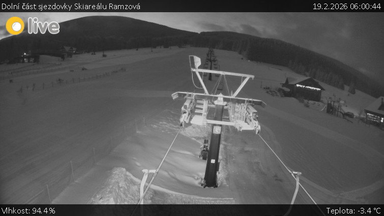 Horské atrakce Ramzová - Dolní část sjezdovky Skiareálu Ramzová - 19.2.2026 v 06:00