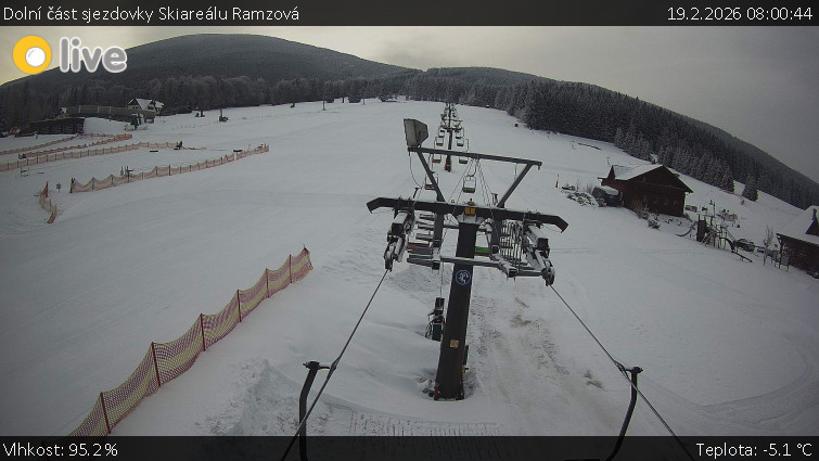 Horské atrakce Ramzová - Dolní část sjezdovky Skiareálu Ramzová - 19.2.2026 v 08:00