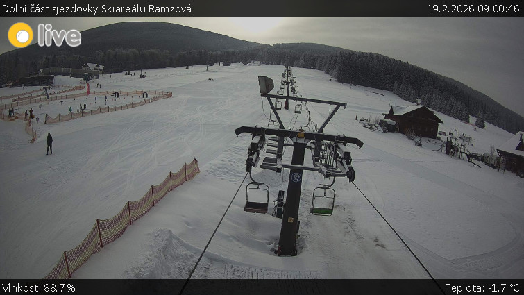 Horské atrakce Ramzová - Dolní část sjezdovky Skiareálu Ramzová - 19.2.2026 v 09:00