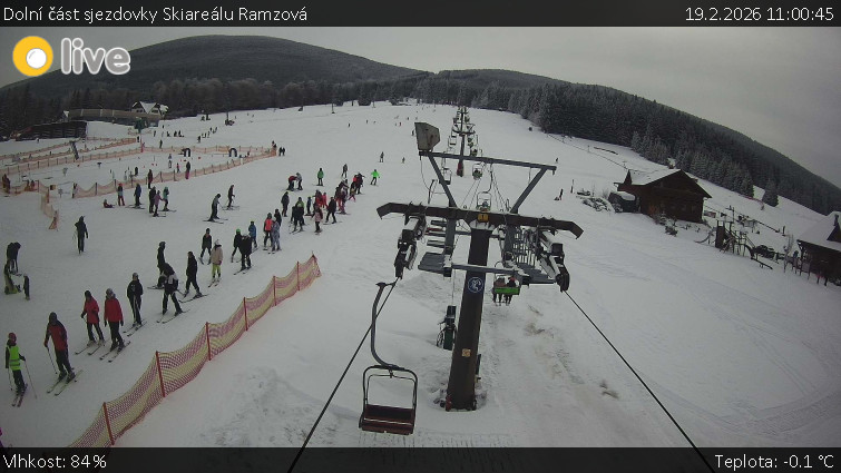 Horské atrakce Ramzová - Dolní část sjezdovky Skiareálu Ramzová - 19.2.2026 v 11:00