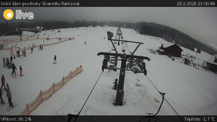 Horské atrakce Ramzová - Dolní část sjezdovky Skiareálu Ramzová - 19.2.2026 v 13:00