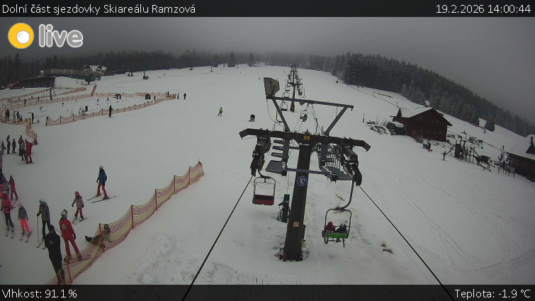Horské atrakce Ramzová - Dolní část sjezdovky Skiareálu Ramzová - 19.2.2026 v 14:00