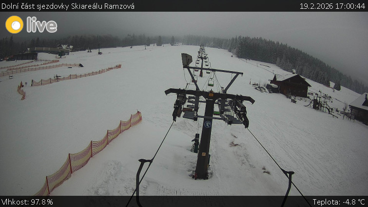 Horské atrakce Ramzová - Dolní část sjezdovky Skiareálu Ramzová - 19.2.2026 v 17:00