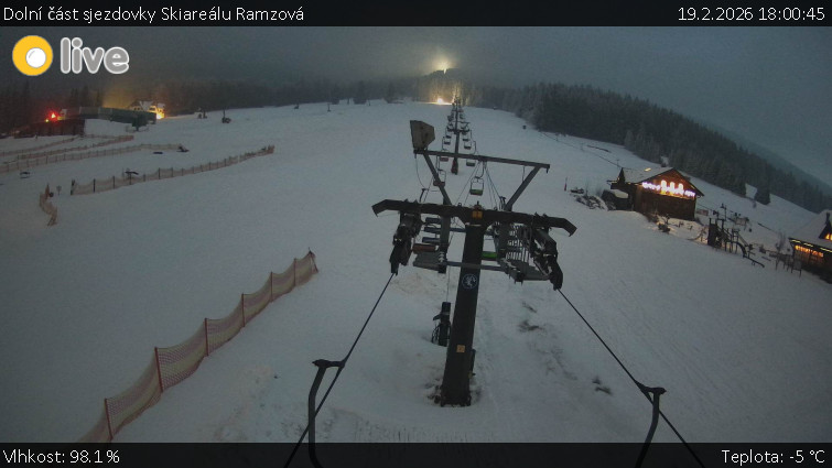 Horské atrakce Ramzová - Dolní část sjezdovky Skiareálu Ramzová - 19.2.2026 v 18:00