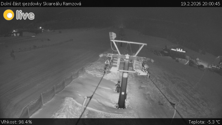 Horské atrakce Ramzová - Dolní část sjezdovky Skiareálu Ramzová - 19.2.2026 v 20:00