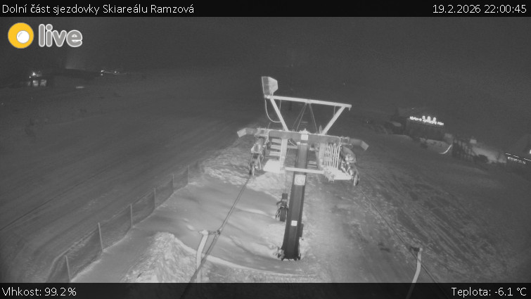 Horské atrakce Ramzová - Dolní část sjezdovky Skiareálu Ramzová - 19.2.2026 v 22:00