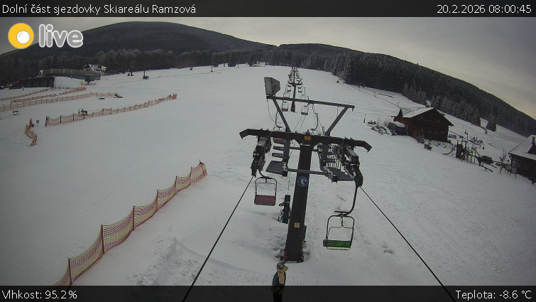 Horské atrakce Ramzová - Dolní část sjezdovky Skiareálu Ramzová - 20.2.2026 v 08:00