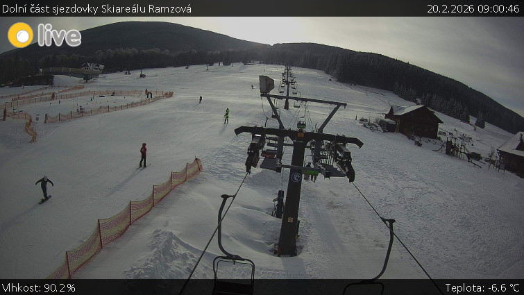Horské atrakce Ramzová - Dolní část sjezdovky Skiareálu Ramzová - 20.2.2026 v 09:00