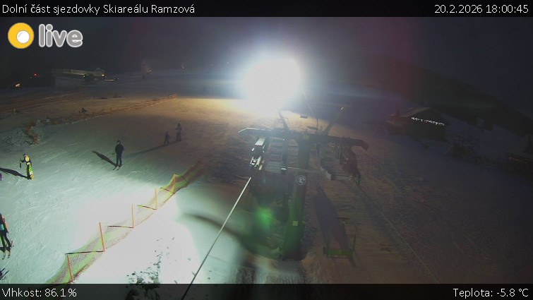 Horské atrakce Ramzová - Dolní část sjezdovky Skiareálu Ramzová - 20.2.2026 v 18:00