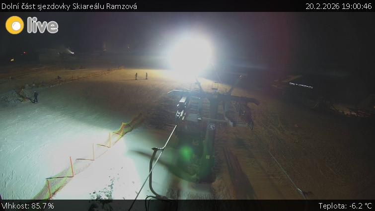 Horské atrakce Ramzová - Dolní část sjezdovky Skiareálu Ramzová - 20.2.2026 v 19:00